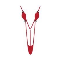 Macacão De Lingerie Mini-Biquíni Ajustável Com Laço Kawaii E Detalhes Eróticos