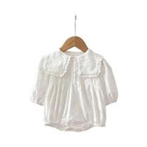 Macacão De Linho Para Bebês Meninas Primavera/Outono Com Gola De Renda, Roupa De Princesa Para Macacão De Linho Para Bebês Meninas Primavera/Outono Com Gola De Renda, Roupa De Princesa Para