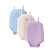 Macacão de Malha para Bebê Menina - Conjunto 3 Peças com Bordado de Borboleta Macacão de Malha para Bebê Menina - Conjunto 3 Peças com Bordado de Borboleta
