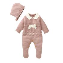 Macacão de Malha para Bebê Menina - Rosa - Manga Comprida - Recém-Nascido