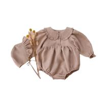 Macacão De Manga Longa Para Bebês Meninas Com Chapéu Em Algodão E Linho, Roupas Para Recém-Nascidos, Macacão De Manga Longa Para Bebês Meninas Com Chapéu Em Algodão E Linho, Roupas Para Recém-Nascidos,