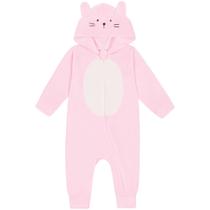 Macacão de pelo rosa bebê coração com capuz Kiko Baby Macacão de pelo rosa bebê coração com capuz Kiko Baby