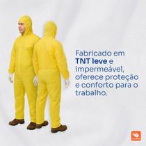 Macacão De Proteção Química Amarelo Impermeável Com Capuz Macacão De Proteção Química Amarelo Impermeável Com Capuz