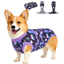 Macacão de recuperação cirúrgica para cães PetWarm Roxo Cosmic L
