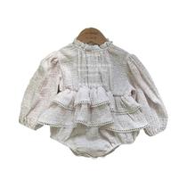 Macacão De Renda De Camada Dupla Para Meninas Recém-nascidas, Manga Comprida, Vestido Tutu De Tule,