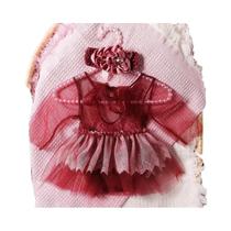 Macacão De Renda Vermelho Vinho Para Recém-Nascido Com Manga Longa E Faixa De Cabelo Para Fotografia