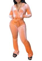 Macacão de treino Yeshire, moletom feminino de veludo, laranja, GG Macacão de treino Yeshire, moletom feminino de veludo, laranja, GG