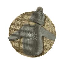 Macacão De Tricô Para Bebê Menino Ou Menina Com Chapéu Pomp Para Fotografia De Recém-Nascidos