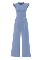 Macacão de Uma Peça PRETTYGARDEN com Babados nas Mangas Azul Cinza XXL Macacão de Uma Peça PRETTYGARDEN com Babados nas Mangas Azul Cinza XXL