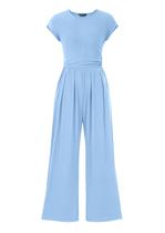 Macacão de Uma Peça PRETTYGARDEN com Mangas Curta Canelado e Calça Pantalona XL Macacão de Uma Peça PRETTYGARDEN com Mangas Curta Canelado e Calça Pantalona XL
