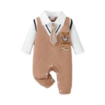 Macacão De Urso De Pelúcia Para Bebê Menino Com Mangas Longas 0-18 Meses Para Festa De Aniversário