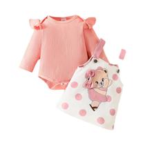 Macacão De Urso Rosa Para Meninas E Bolinhas Dança Urso Suspender Vestido Minifox Conjunto De