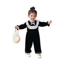 Macacão De Veludo Com Renda Para Meninas, Moda Casual De Outono E Inverno Para Festas
