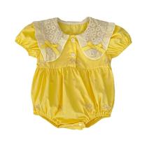 Macacão De Verão Para Bebê Menina Recém-Nascida Com Laço Fofo E Manga Bufante, Modelo Princesa Para