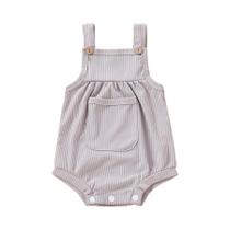 Macacão De Verão Para Bebês Meninas Com Alças Triangulares Em Cor Sólida Com Bolsos