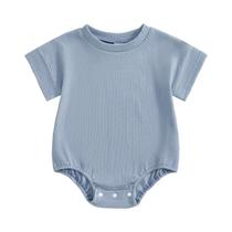Macacão De Verão Para Bebês Meninos E Meninas, Manga Curta, Cor Sólida, Roupa Fofa