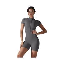 Macacão de Yoga Feminino com Zíper - Manga Curta, Push Up, para Treino e Fitness