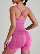 Macacão De Yoga Feminino De Cintura Alta Lavado, Sem Costura, Com Elasticidade Em 4 Direções E