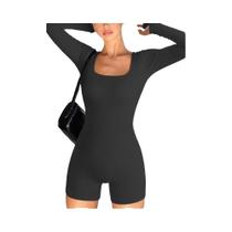 Macacão De Yoga Feminino De Manga Longa Com Decote Quadrado, Sem Costura, Sexy, Roupas De Fitness