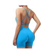 Macacão De Yoga Feminino Slim Fit De Secagem Rápida E Elástico Com Design Listrado Pêssego Sem