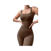 Macacão De Yoga Sem Costura Para Mulheres Com Decote Quadrado E Leggings Integradas Macacão De Yoga Sem Costura Para Mulheres Com Decote Quadrado E Leggings Integradas