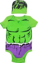 Macacão e chapéu para meninos recém-nascidos Marvel Avengers Hulk