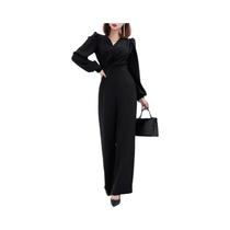 Macacão Elegante Com Decote Em V E Cintura Alta Para Mulheres, Estilo Casual De Verão Para