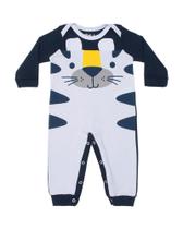 Macacão Em Algodão Tigre Azul Marinho e Branco Masculino Macacão Em Algodão Tigre Azul Marinho e Branco Masculino