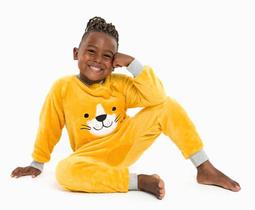 Macacão em Fleece Infantil Gatinho Laranja