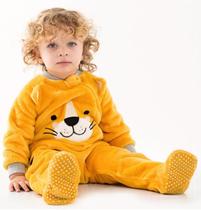 Macacão em Fleece Infantil Gatinho Laranja