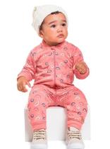 Macacão em Moletom Estampado Bebê Menina Kely Kety