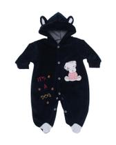 Macacão em Plush Bordado com Capuz Orelinha Masculino