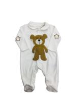 Macacão em Plush Bordado Ursinho Bege Masculino