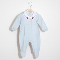 Macacão em Tricot Azul Claro Gola Bordada Bombeiro Bbeka