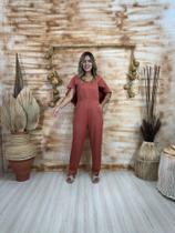 Macacão em Viscose Sarjada Manga Raglan Macacão em Viscose Sarjada Manga Raglan