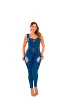 Macacão escuro jeans lycra skinn ziper frente Macacão escuro jeans lycra skinn ziper frente