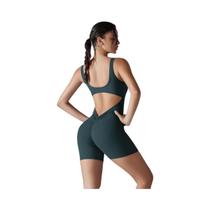 Macacão Esportivo Feminino Com Costas Em V E Franzido, Sem Mangas, Para Academia, Yoga E Uso Casual