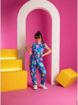 Macacão estamapado feminino infantil azul