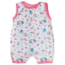 Macacão Estilo Romper em Algodão Meninas Estampa Sereia