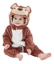 Macacão Fantasia Infantil Inverno Frio Bebê Ursinho Macaco Macaquinho Marrom