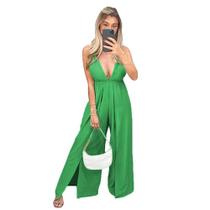 Macacão Feminina Longo Pantalona Alcinha Decote V Macacão Feminina Longo Pantalona Alcinha Decote V