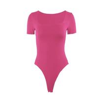 Macacão Feminino Bodycon De Manga Curta Verão Corte Quadrado Sólido Y2k Sexy Moda Para Festa 2521