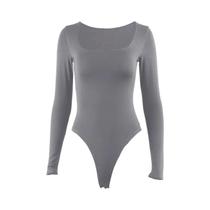 Macacão Feminino Bodycon De Manga Longa Com Gola Quadrada E Elástico, Estilo Y2K Para Festas E