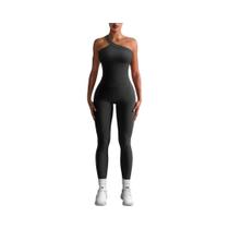 Macacão Feminino Canelado De Um Ombro Só Para Outono, Sem Costura, Efeito Levanta Bumbum, Justo Ao