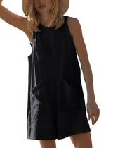 Macacão feminino casual de verão Yeokou sem mangas com bolsos Macacão feminino casual de verão Yeokou sem mangas com bolsos