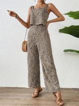 Macacão feminino casual elegante edição H com alça dupla estampada