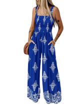 Macacão feminino casual solto ChicMe azul floral