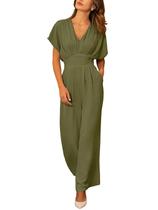 Macacão feminino CUPSHE de verão com decote em V, asa de morcego, verde, tamanho S