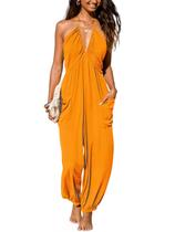 Macacão feminino CUPSHE de verão sem mangas laranja S Macacão feminino CUPSHE de verão sem mangas laranja S