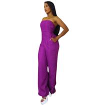 Macacão Feminino de Alfaitaria Lilás com Calça Pantalona Macacão Feminino de Alfaitaria Lilás com Calça Pantalona